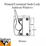 Andersen Right Hand Primed Casement Sash Lock - Bronze