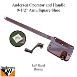 Andersen Left Handed Operator and Handle, 9-1/2 Inch Arm, Square Shoe - Bronze