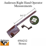 Andersen 7073B Operator w/ Handle 9-1/2 Inch Arm Square Shoe, RH - Bronze