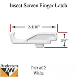 Andersen 200 Series Tilt-Wash Insect Screen Finger Latch - White