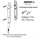 Marvin Contemporary Keyed Handle, Ultimate Sliding French Door - Satin Nickel PVD