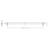 Emtek Select Bar Appliance Pull With C-to-C 54” Overall 57 1/8” Width 7/8” Projection 2 1/8” And RECTANGULAR Bar Stem