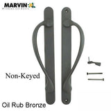 Marvin Active Non-Keyed, Narrow Sliding Door Handle, Center Thumb - Oil Rubbed Bronze