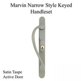 Marvin Keyed Sliding door, Narrow style Handle set - Satin Taupe