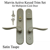 Marvin Active Keyed Handle Set Trimset with interior thumbturn - Satin Taupe