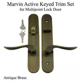 Marvin Active Keyed Multi-point Lock Trim for Hinged Door - Antique Brass