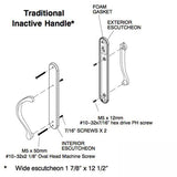 Marvin Ultimate Sliding French Door, Inactive / Dummy wide handle set - Satin Chrome