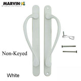 Marvin Active Non-Keyed, Narrow Sliding Door Handle, Center Thumb - White