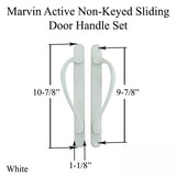 Marvin Active Non-Keyed, Narrow Sliding Door Handle, Center Thumb - White