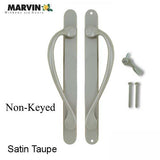 Marvin Active Non-Keyed, Narrow Sliding Door Handle, Center Thumb - Satin Taupe