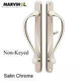 Marvin Active Non-Keyed, Narrow Sliding Door Handle, Center Thumb - Satin Chrome