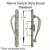 Marvin Active Keyed, Narrow Sliding Door Handle, Center Thumb - PVD Polished Brass