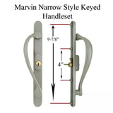 Marvin Active Keyed, Narrow Sliding Door Handle, Center Thumb - Satin Taupe