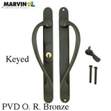 Marvin Active Keyed, Narrow Sliding Door Handle, Center Thumb - PVD Oil Rubbed Bronze