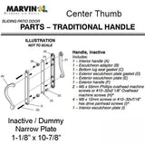 Marvin Inactive / Dummy Narrow Sliding Door Handle - Satin Chrome