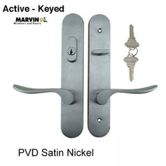 Marvin Door Handle Set PVD Satin Nickel Active Keyed Marvin Door