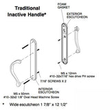 Marvin Ultimate Sliding French Door, Inactive / Dummy wide handle set - PVD Satin Nickel