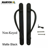 Marvin Active Non-Keyed, Narrow Sliding Door Handle, Center Thumb - Matte Black