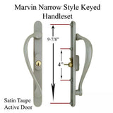 Marvin Active Keyed, Narrow Sliding Door Handle, Center Thumb - Matte Black