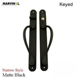 Marvin Narrow Traditional, Keyed Sliding Patio Door Handle - Matte Black