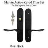 Marvin Active Keyed Multi-point Lock Trim for Hinged Door - Matte Black