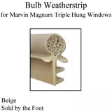 Bulb Weatherstrip for Center Sash Stile for Marvin Magnum Triple Hung Windows