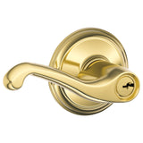 Schlage Residential F51A - Entry Lock - Flair Lever, C Keyway with 16211 Latch and 10063 Strike - Adlen Rose