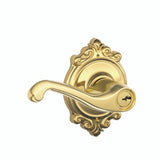 Schlage Residential F51A - Entry Lock - Flair Lever, C Keyway with 16211 Latch and 10063 Strike - Brookshire Rose