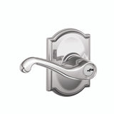 Schlage Residential F51A - Entry Lock - Flair Lever, C Keyway with 16211 Latch and 10063 Strike - Camelot Rose