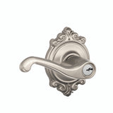 Schlage Residential F51A - Entry Lock - Flair Lever, C Keyway with 16211 Latch and 10063 Strike - Brookshire Rose