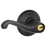 Schlage Residential F51A - Entry Lock - Flair Lever, C Keyway with 16211 Latch and 10063 Strike - Adlen Rose