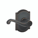 Schlage Residential F51A - Entry Lock - Flair Lever, C Keyway with 16211 Latch and 10063 Strike - Camelot Rose
