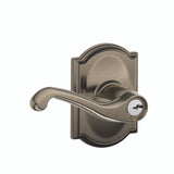 Schlage Residential F51A - Entry Lock - Flair Lever, C Keyway with 16211 Latch and 10063 Strike - Camelot Rose