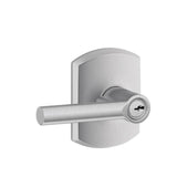Schlage Residential F51A - Entry Lock - Broadway Lever, C Keyway with 16211 Latch and 10063 Strike - Greenwich Rose