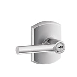 Schlage Residential F51A - Entry Lock - Broadway Lever, C Keyway with 16211 Latch and 10063 Strike - Greenwich Rose
