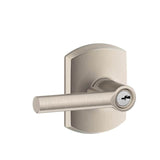Schlage Residential F51A - Entry Lock - Broadway Lever, C Keyway with 16211 Latch and 10063 Strike - Greenwich Rose