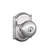 Schlage Residential F51A - Entry Lock - Plymouth Knob, C Keyway with 16211 Latch and 10063 Strike - Camelot Rose