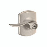 Schlage Residential F51A - Entry Lock - Sacramento Lever, C Keyway with 16211 Latch and 10063 Strike - Greenwich Rose