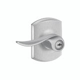 Schlage Residential F51A - Entry Lock - Sacramento Lever, C Keyway with 16211 Latch and 10063 Strike - Greenwich Rose