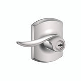 Schlage Residential F51A - Entry Lock - Sacramento Lever, C Keyway with 16211 Latch and 10063 Strike - Greenwich Rose