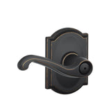 Schlage Residential F40 - Privacy Lock - Flair Lever, 16080 Latch and 10027 Strike - Camelot Rose