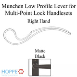 Munchen Low-Profile Lever Handle for Right Handed Multipoint Lock Handlesets - Matte Black