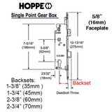 HOPPE MORTISE LOCK, 1" DEADBOLT THROW, 60/92 SINGLE POINT LOCK (SPL), ROTATION LIMITER