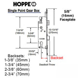 Hoppe Mortise Lock, 16mm 70/92 Single Point Lock (SPL) 1" Deadbolt, new style Rotation Limiter