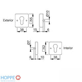 Square Rosettes for Euro profile cylinder - Stainless