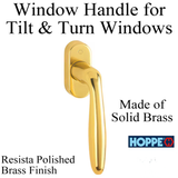 Verona Handle For Tilt & Turn Windows - Solid Brass - Resista Polished Brass