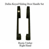 DALLAS KEYED SLIDING DOOR HANDLE SET, HLS9000 GEARS RH 1-3/4" PANEL - RUSTIC UMBER