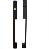 DALLAS KEYED SLIDING DOOR HANDLE SET, HLS9000 GEARS LH 1-3/4" PANEL - MATTE BLACK