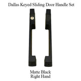 DALLAS KEYED SLIDING DOOR HANDLE SET, HLS9000 GEARS RH 1-3/4" PANEL - MATTE BLACK