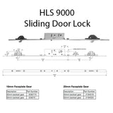 DALLAS KEYED SLIDING DOOR HANDLE SETS, HLS9000 GEARS, LH, 1-3/4 DOOR